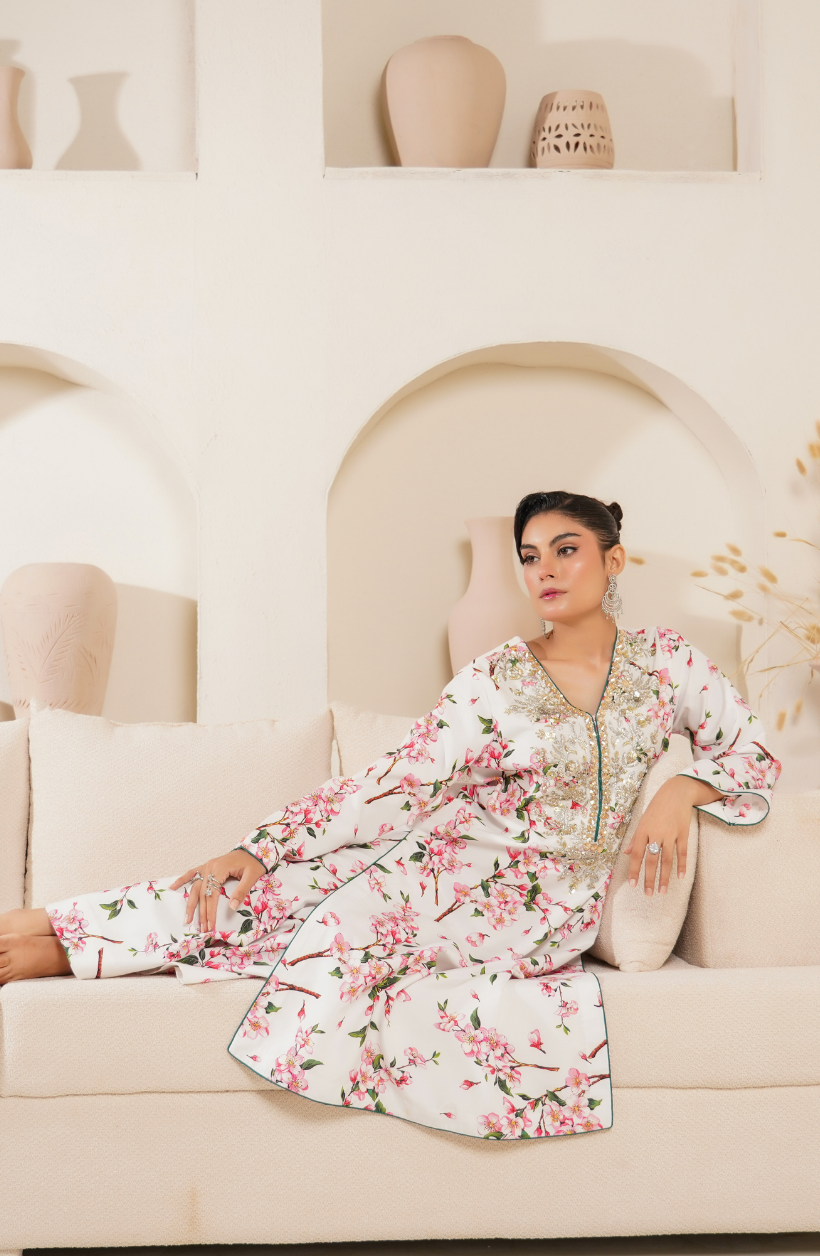2 Piece - Adda Work Printed Embroidered  Suit - LW25-22
