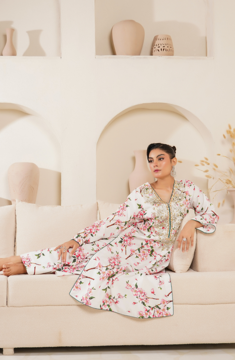 2 Piece - Adda Work Printed Embroidered  Suit - LW25-22