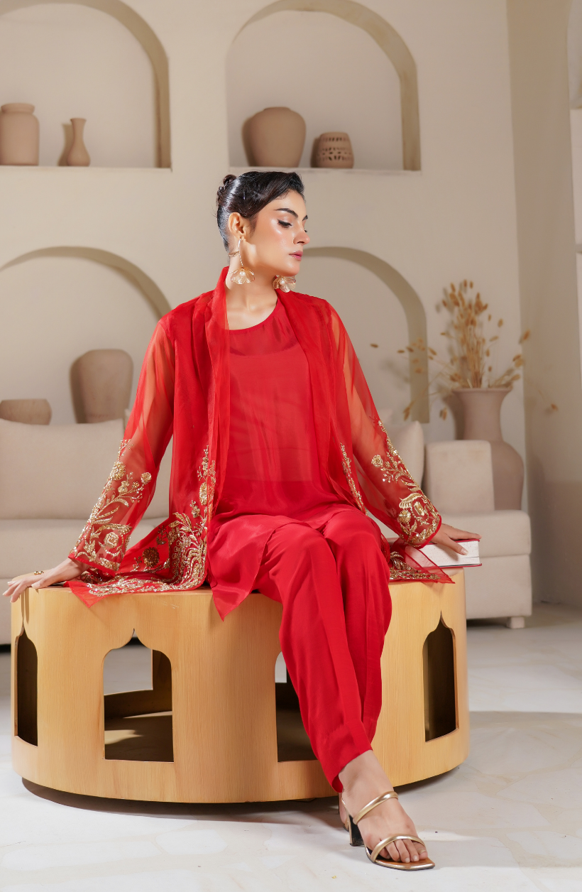 3 Piece -Adda Work Printed Embroidered  Suit -LW25-24
