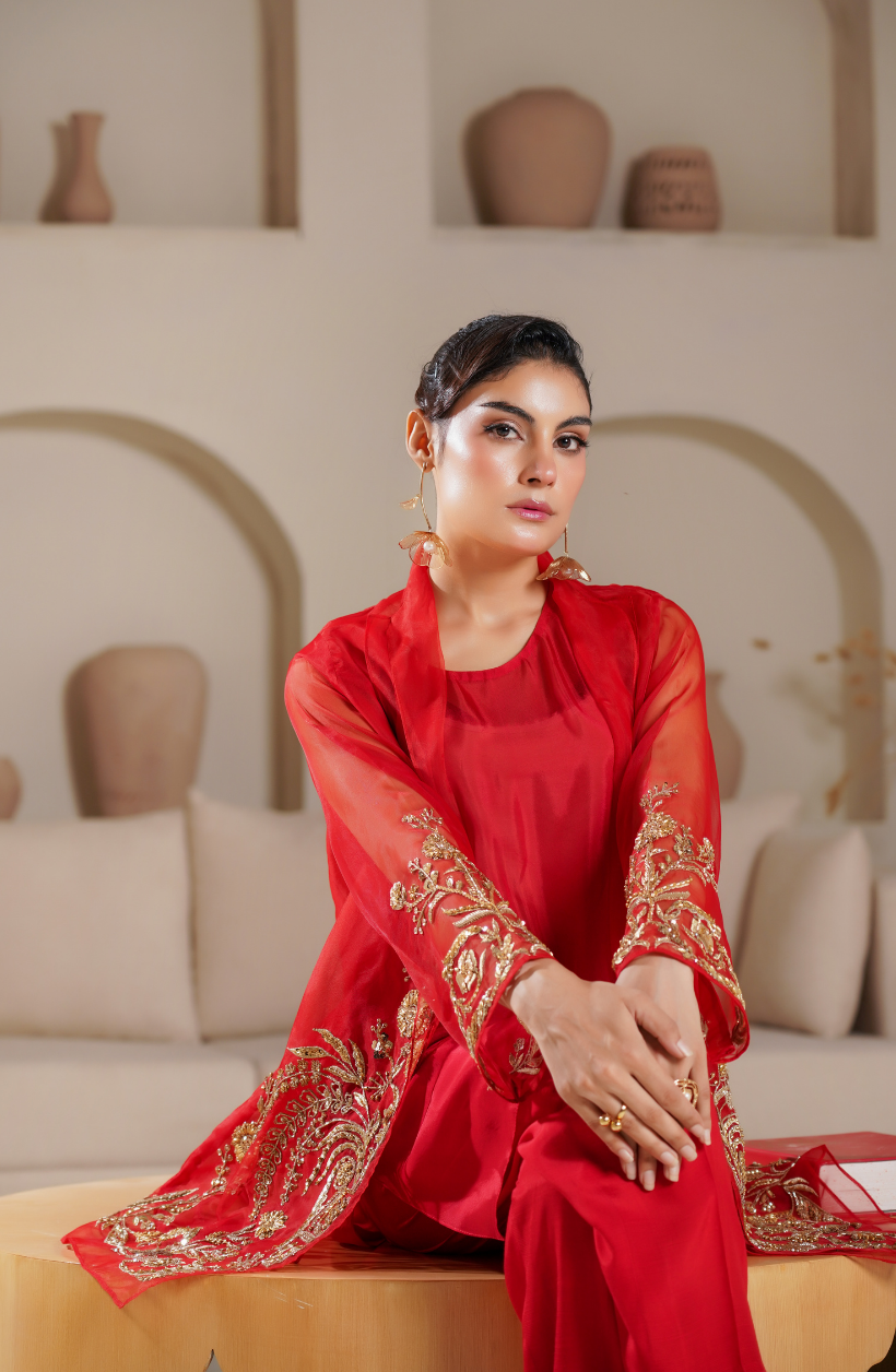 3 Piece -Adda Work Printed Embroidered  Suit -LW25-24
