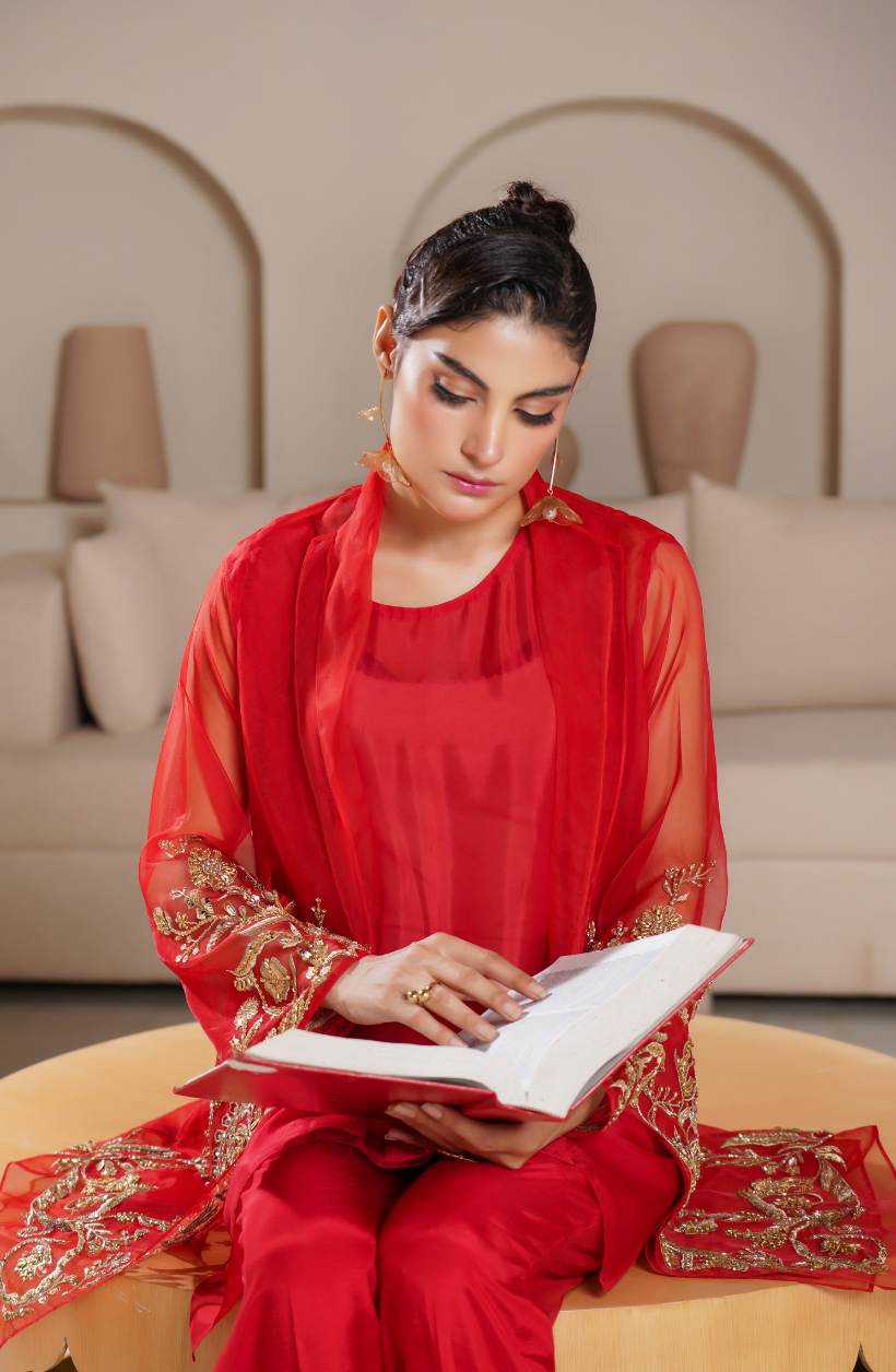 3 Piece -Adda Work Printed Embroidered  Suit -LW25-24