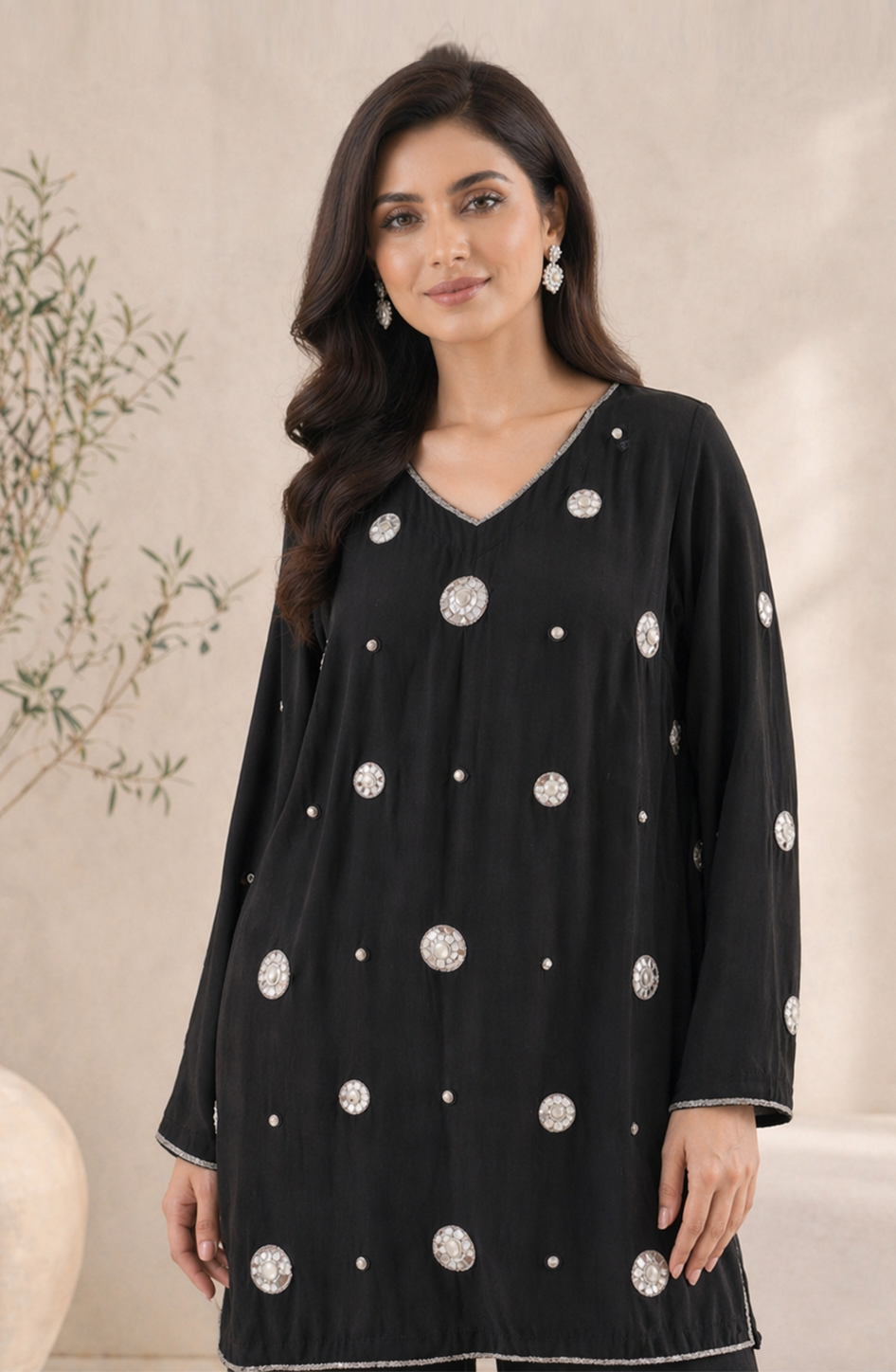 Adda Work Black Khaddi Silk 2-Piece Suit