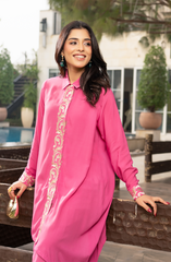 Pastel Pink Khaadi Silk 2 Piece Suit