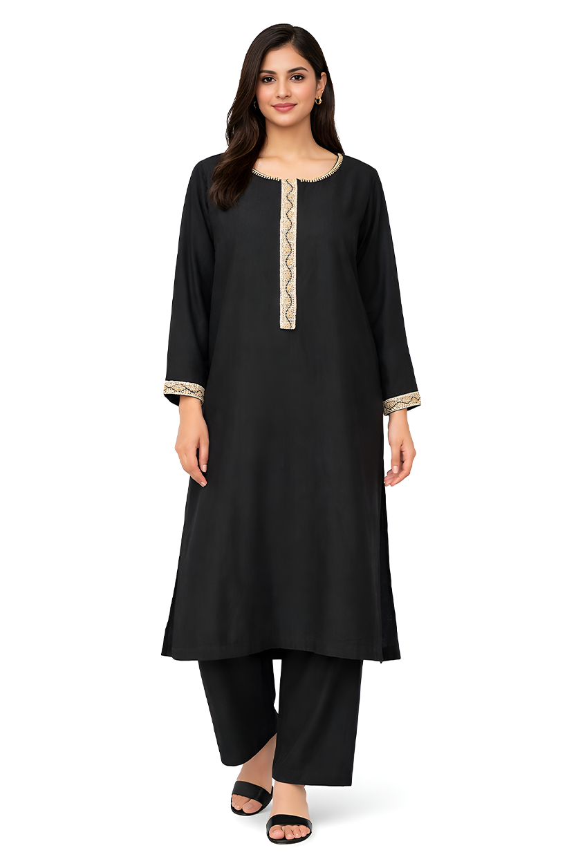 Black with Gold Lace 2 Piece