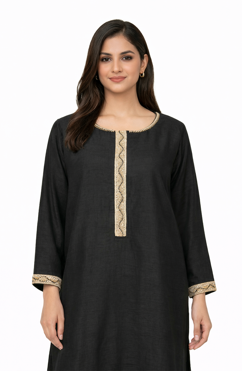 Black with Gold Lace 2 Piece