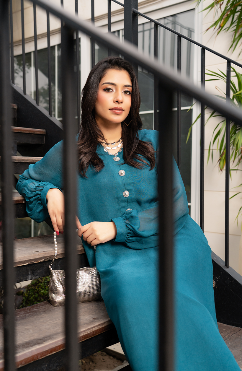 Deep Teal Chiffon Set