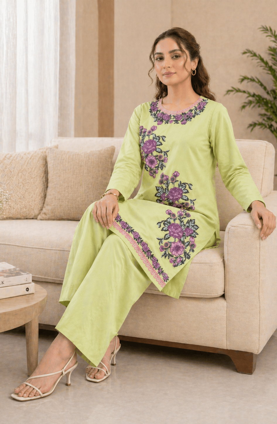 Mint Embroidered Set
