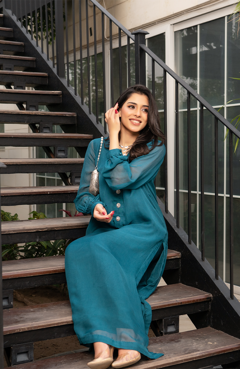 Deep Teal Chiffon Set