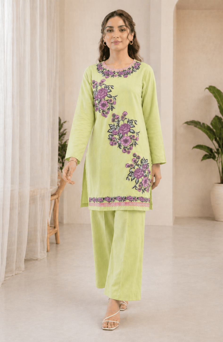 Mint Embroidered Set