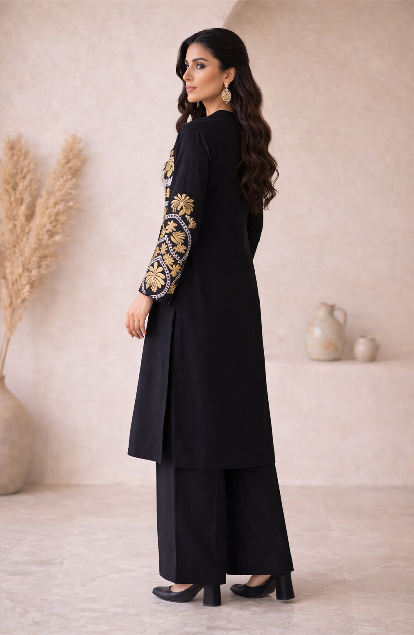 Classic Noir Embroidered Suit