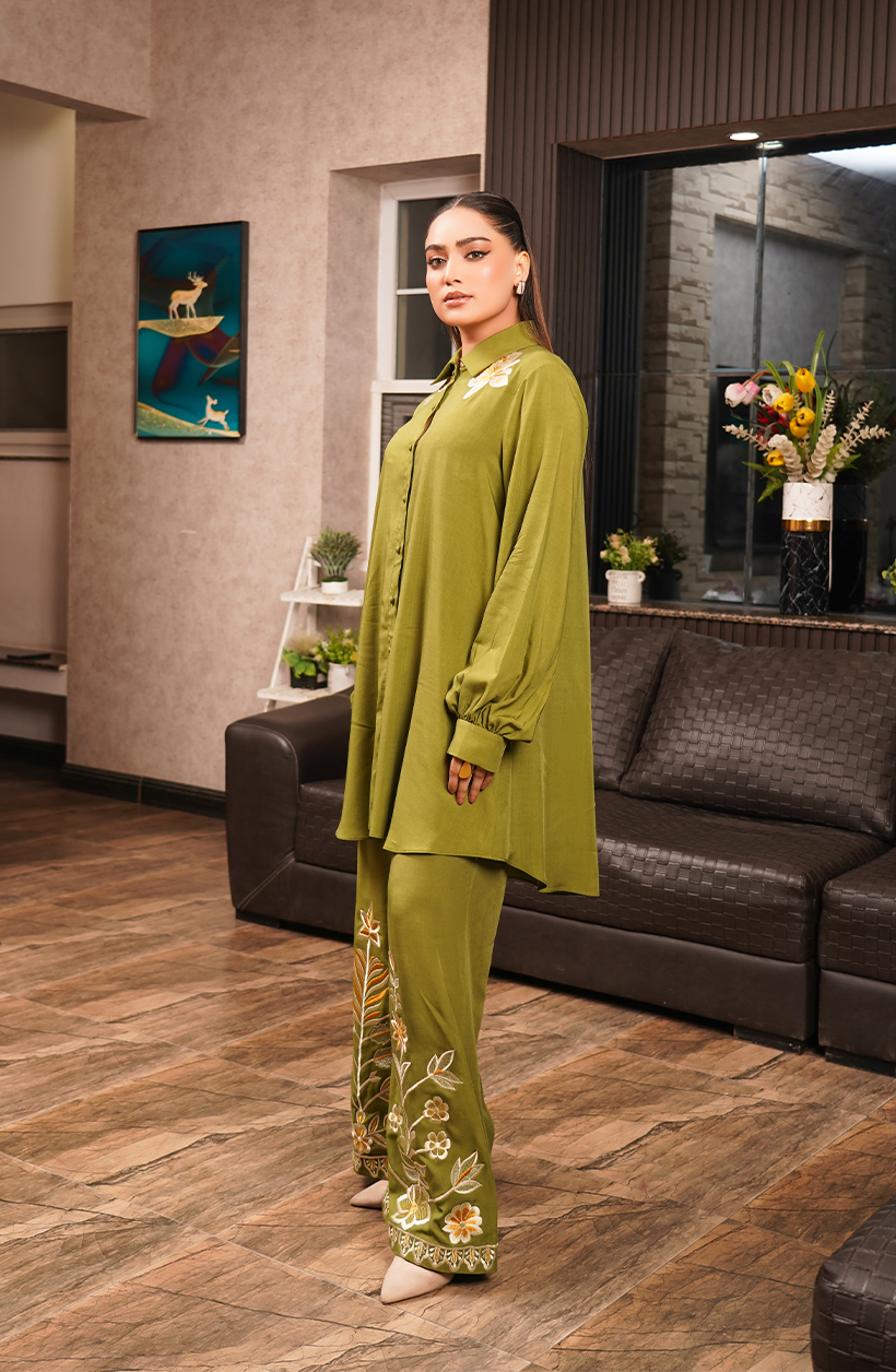 Olive Green 2 Piece Suit