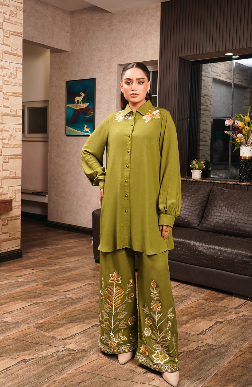 Olive Green 2 Piece Suit