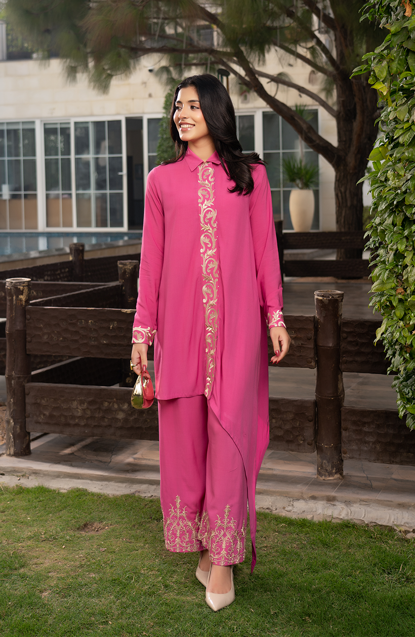 Pastel Pink Khaadi Silk 2 Piece Suit