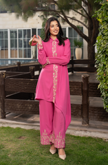 Pastel Pink Khaadi Silk 2 Piece Suit