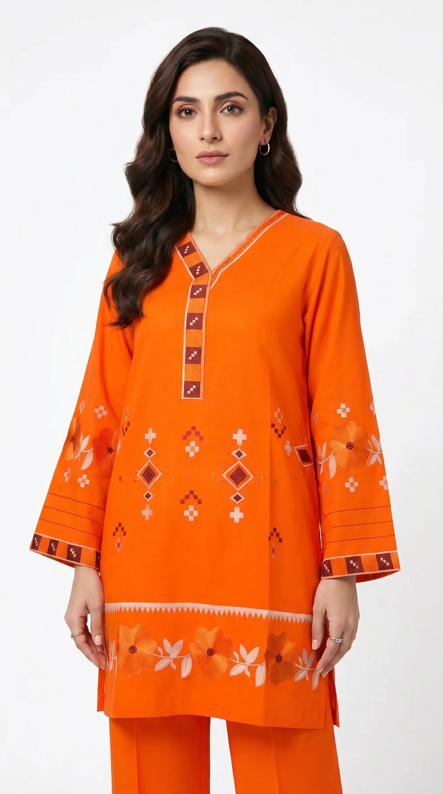 Orange Embroidered Suit