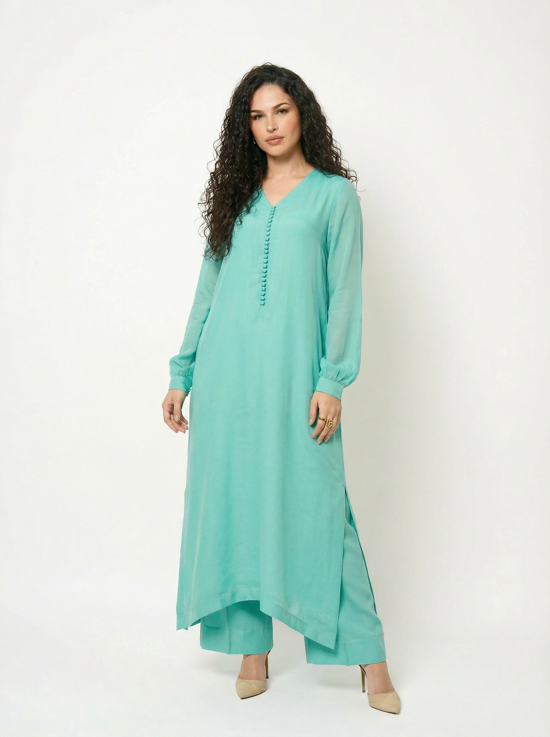 Turquoise Chiffon Set