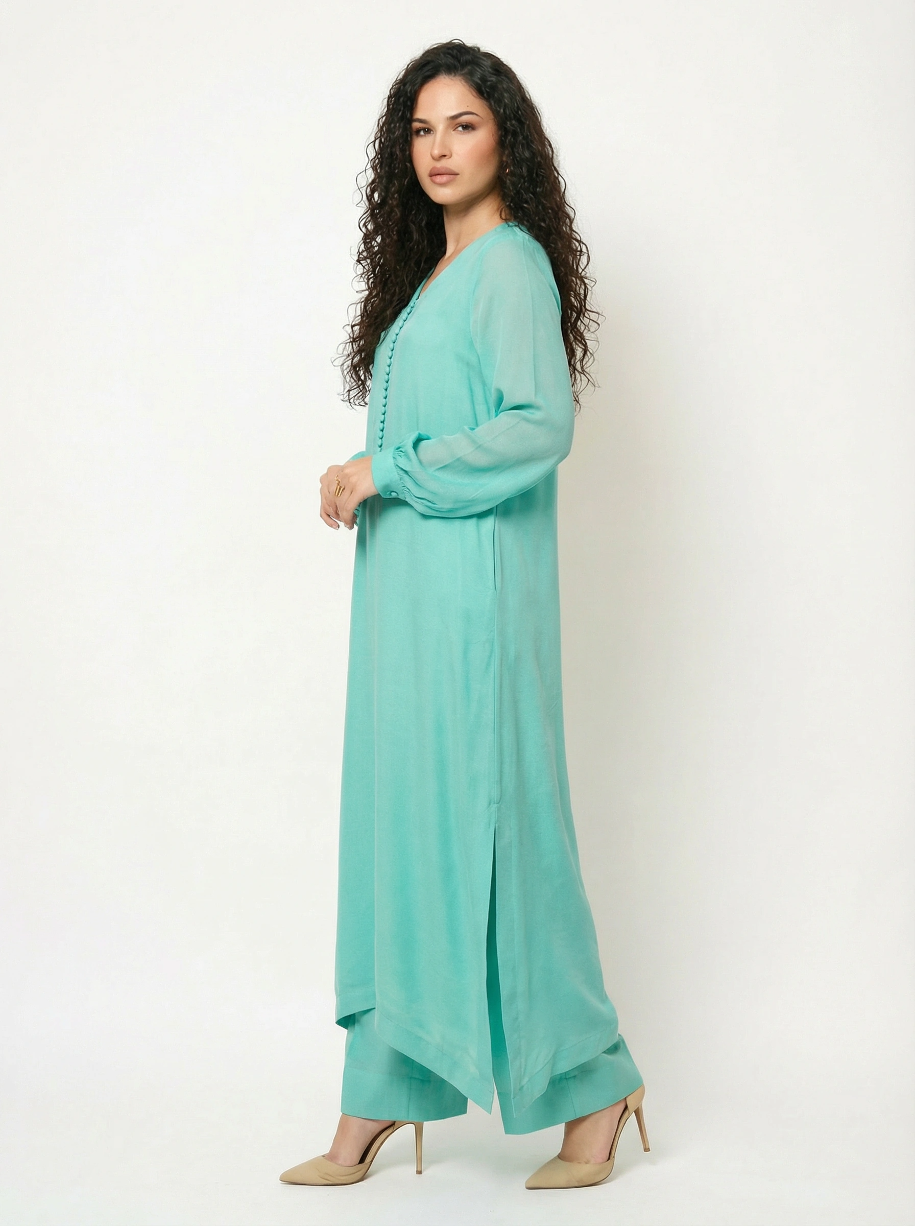Turquoise Chiffon Set