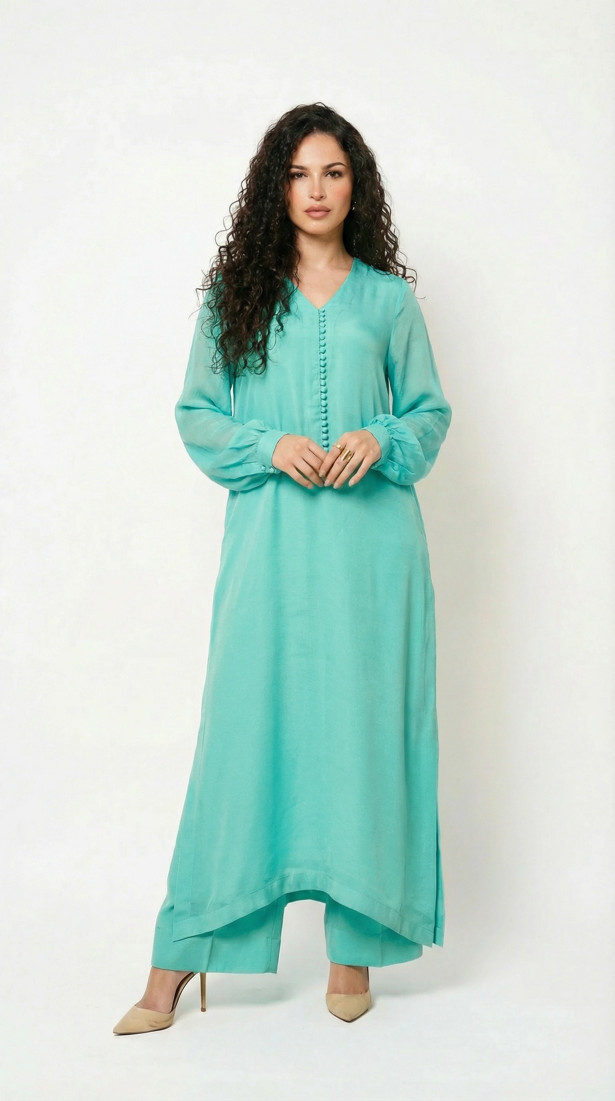 Turquoise Chiffon Set