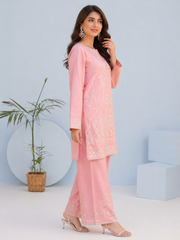 Rose Pink Embroidered 2 Piece Suit