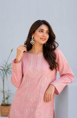 Rose Pink Embroidered 2 Piece Suit