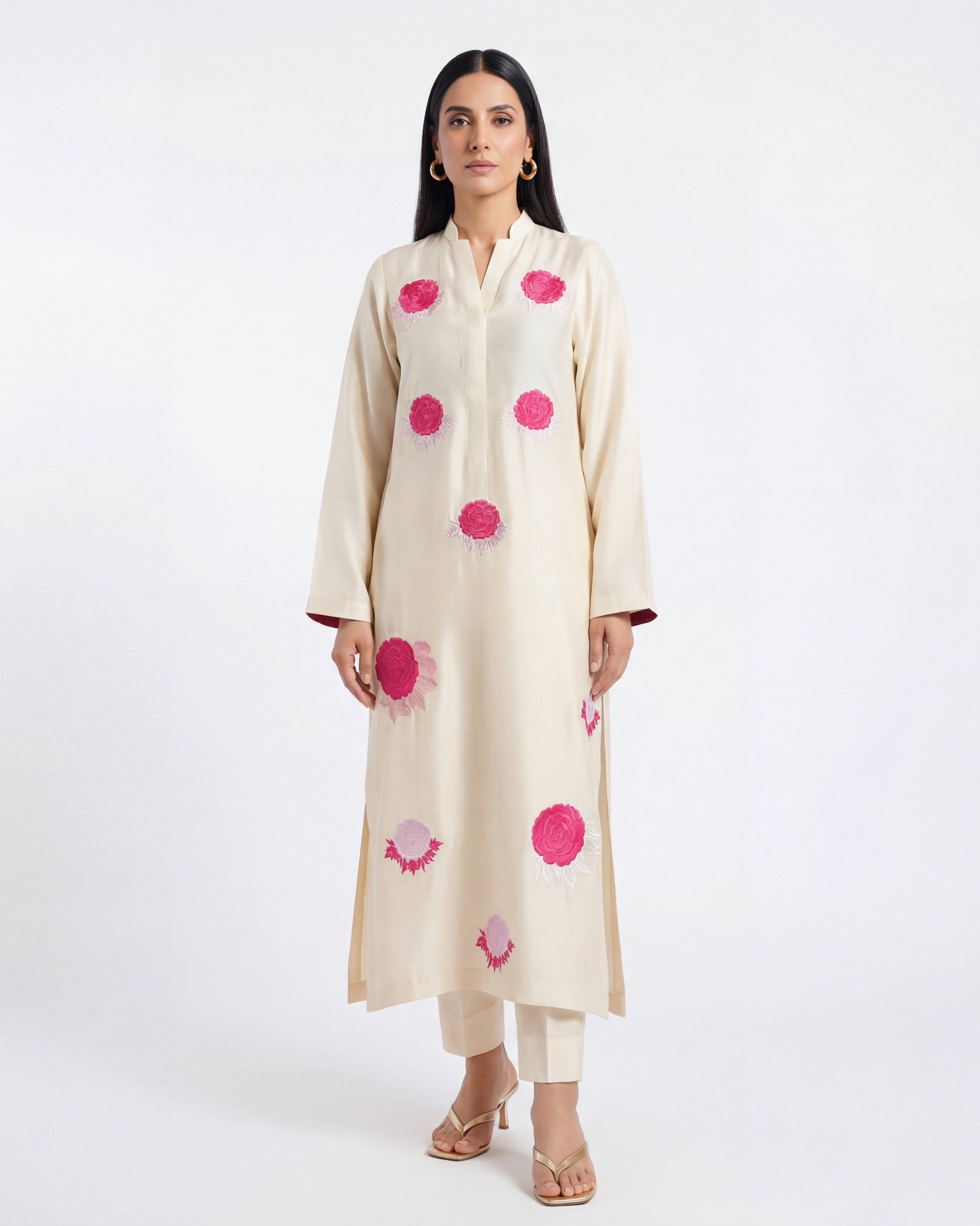 Ivory Petal Embroidered Set