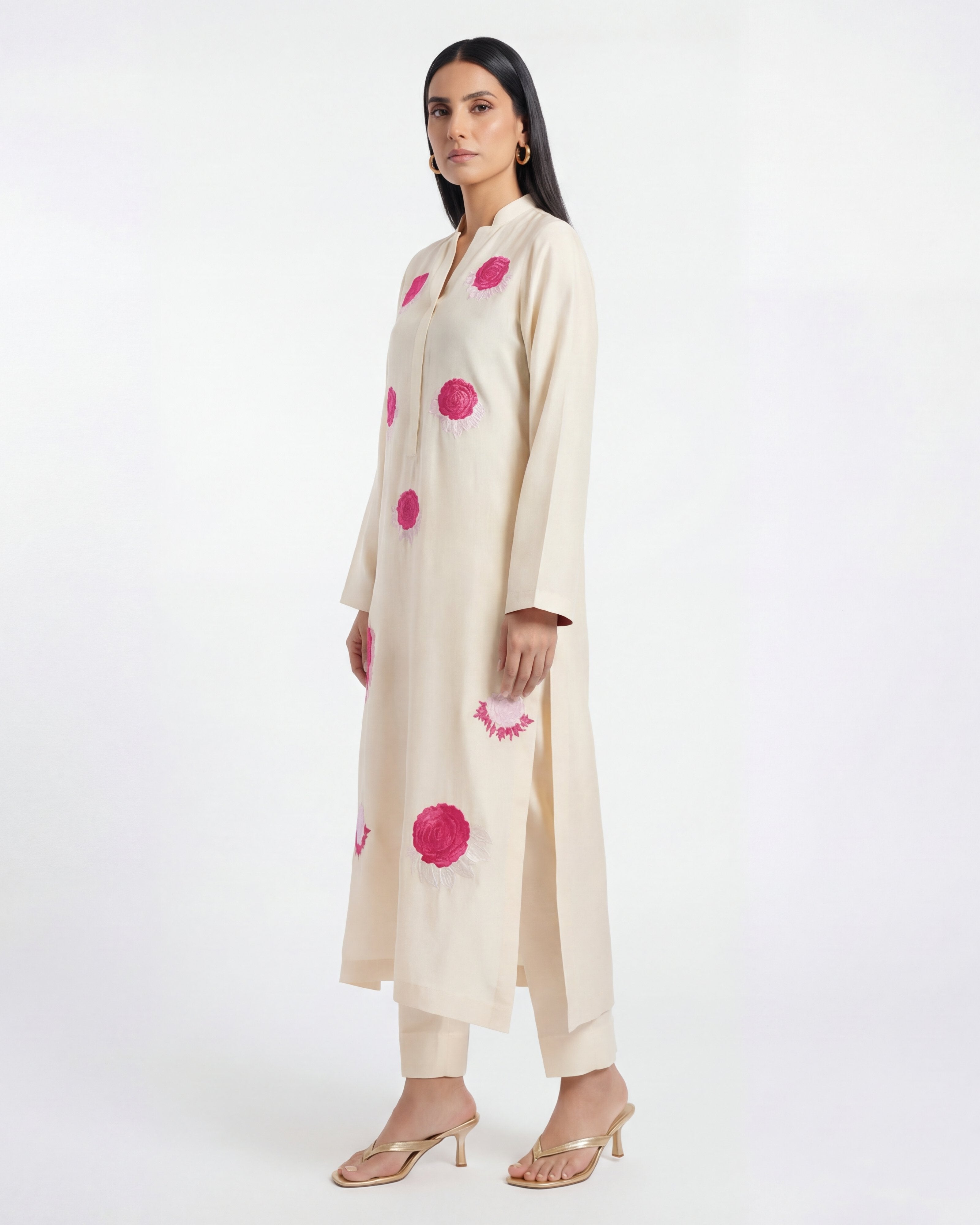 Ivory Petal Embroidered Set