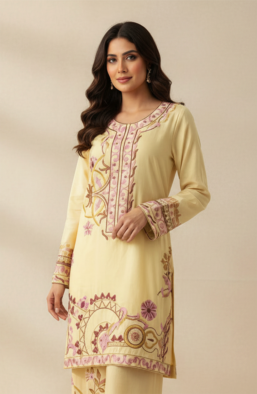 Yellow Embroidered Suit