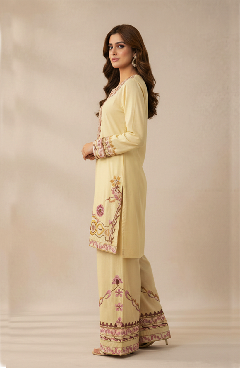 Yellow Embroidered Suit