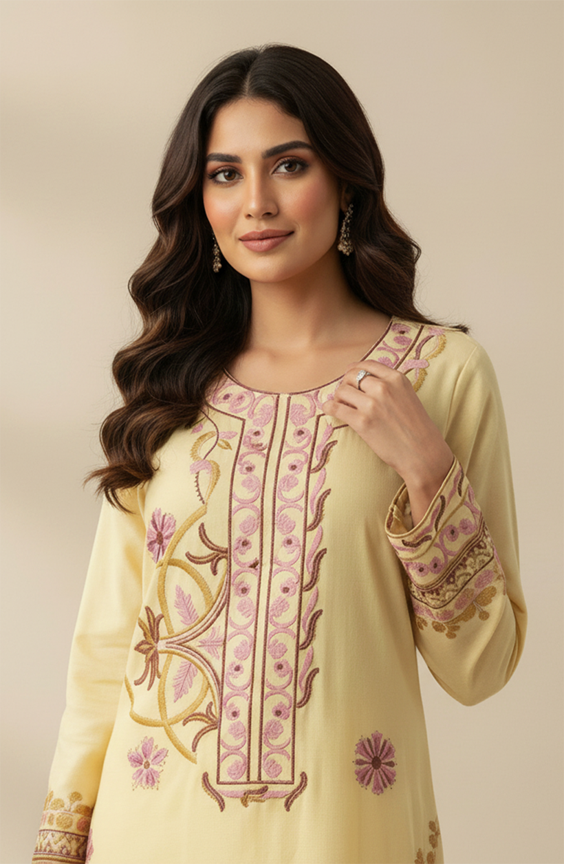 Yellow Embroidered Suit
